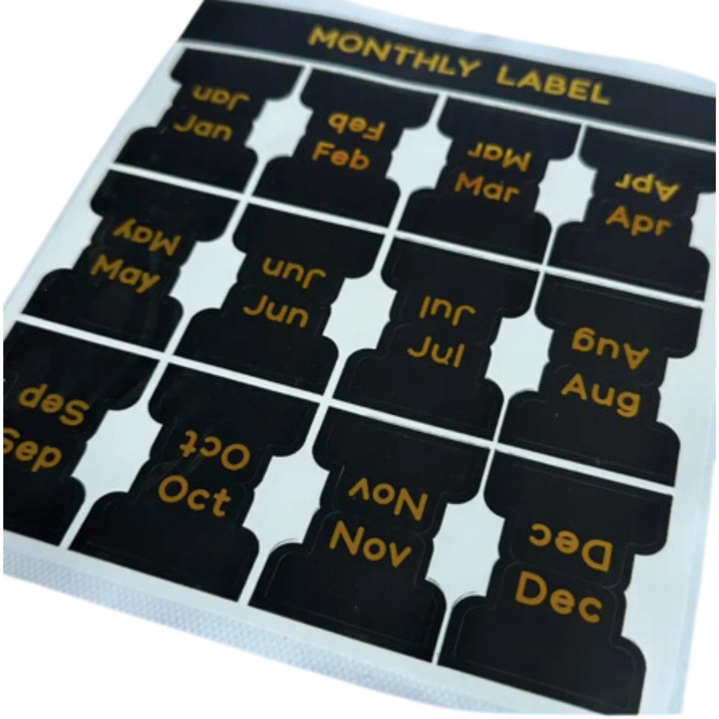 12 x Elegant Golden Monthly Index Tabs Labels, teal, Pink or Gold - black sold