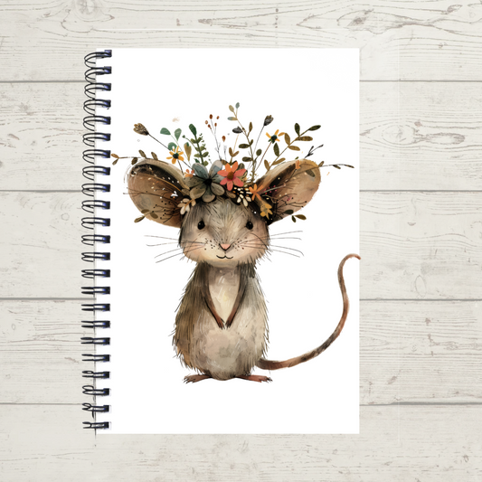 1 x MOUSE DOT GRID NOTEBOOK BLACK WIRED A5 SIZE DOTTED PAPER 50 SHEETS/100 PAGES