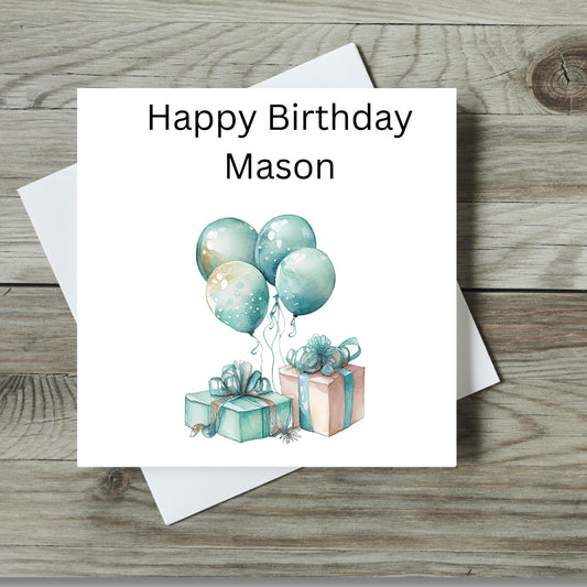 Personal Birthday Cards with a present and balloon design, Perfect for the Season!