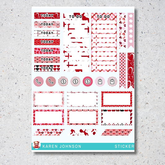 Red Planner Stickers - A4 sheet