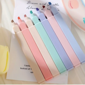 Set of 6 Cute Coloured Highlighters – Soft‑Grip, Quick‑Drying set!