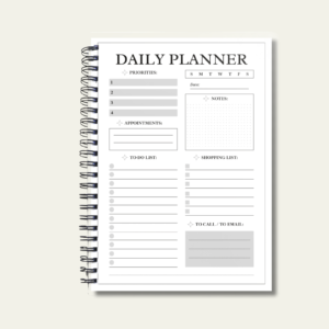 Daily Planner Undated 90 Pages (45 sheets) Double-sided