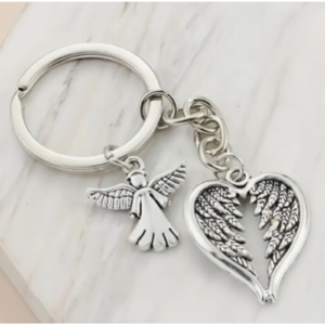 Guardian Angel Charm Feather Wings Charm Keyring Alloy Keychain Memorial Gift