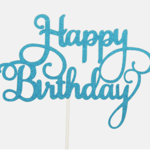 Happy Birthday Cake Toppers Glitter Calligraphy Bling Sparkle Decoration Topper