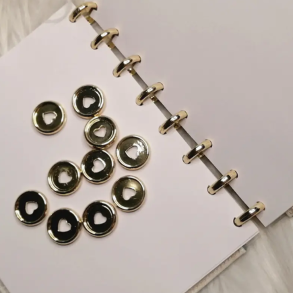 23mm Electroplated Heart-Shaped Mushroom Hole Binder Discs