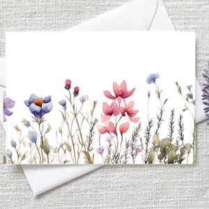 Flower Note Cards, 6 Stationery Pack - Blank Folded Cards with envelopes