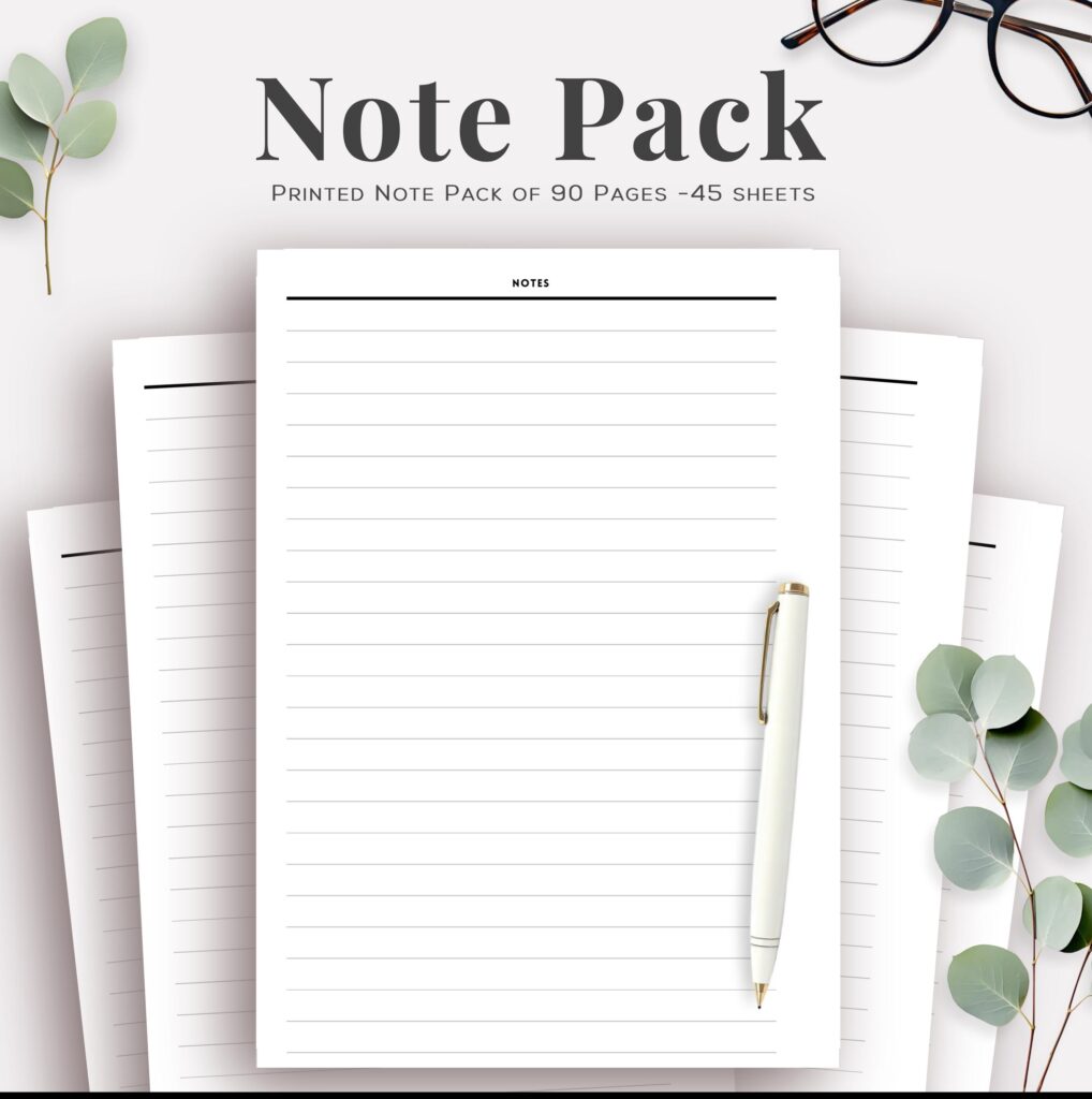A5 Notes Inserts - 10 page pack of six ringed/Mushroom punched to fit a Filofax style planner or just unpunched, lined or unlined