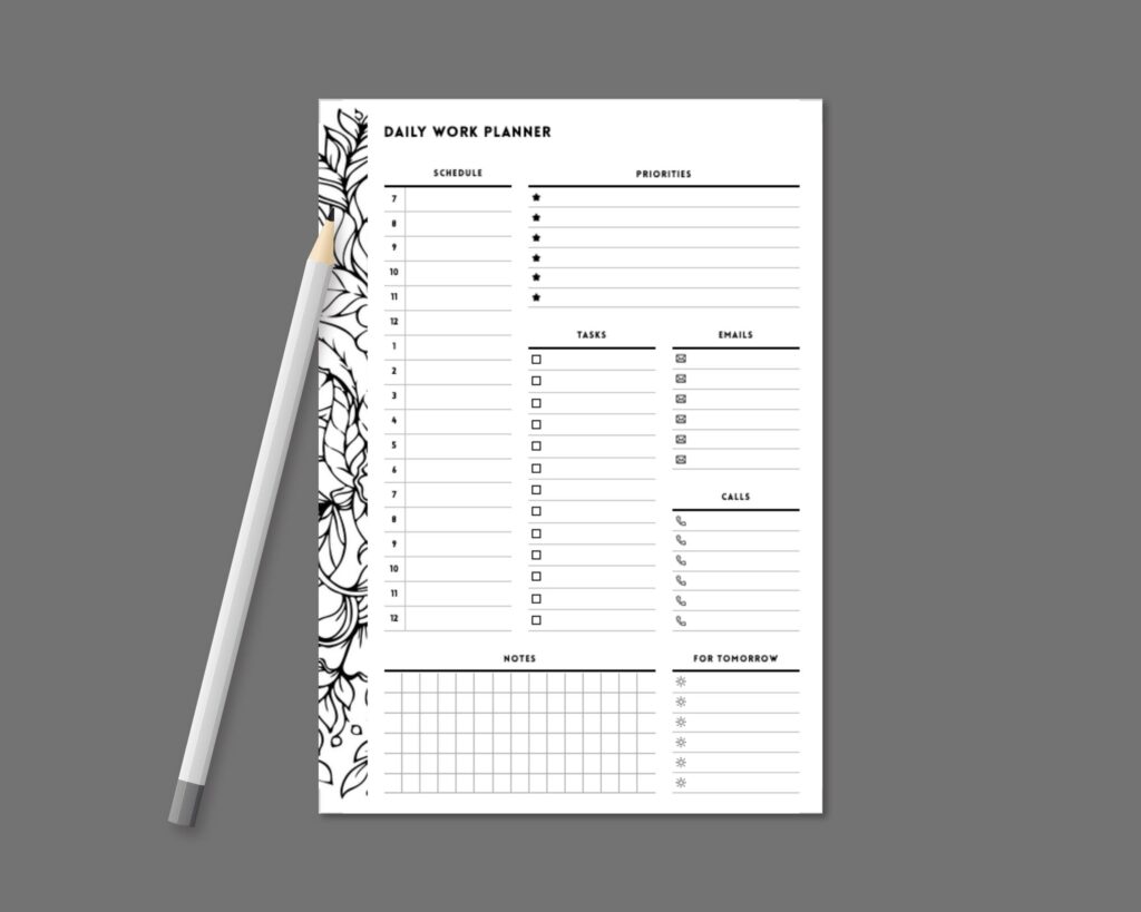 A5 Doodle Yearly Planner - Mushroom,, 6-Ring Punched or Unpunched
